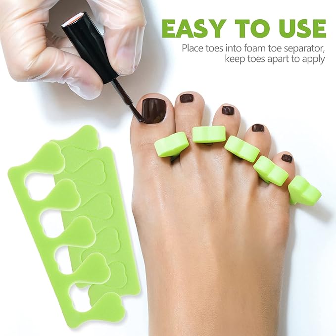 100 Pairs Toe Separators for Pedicure, Pedicure Toe Separators, Pedicure Tools for Feet, Toe Separators for Women, Nail Art Manicure Polish Pedicure DIY Tools, Green