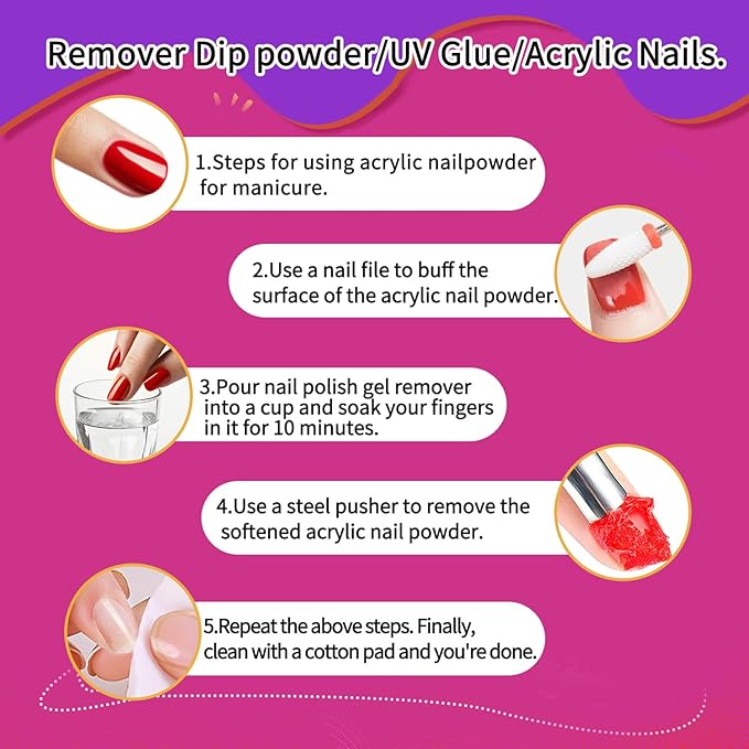 Nail Polish Gel Remover Kit with Glass Cup and 50 Cotton Pads - Professional Fingernail Polish Remover for Soak Off Gel&Artificial Nail.120ml/4oz