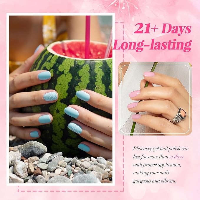 phoenixy 40 PCS Gel Nail Polish Kit, 36 Colors Gel Nail Polish Set with Base Top Coat Pink Blue Red at Home Nail Kit Gifts for Women