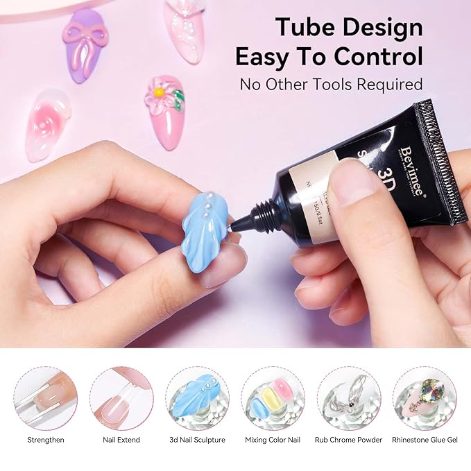 18g Solid Builder Gel for Nails 15g 3D Nail Sculpting Gel for Nail Art, Clear Non-Stick Hand For Modeling, Sculpture, Nails Extension UV/Led Manicure DIY At Hom