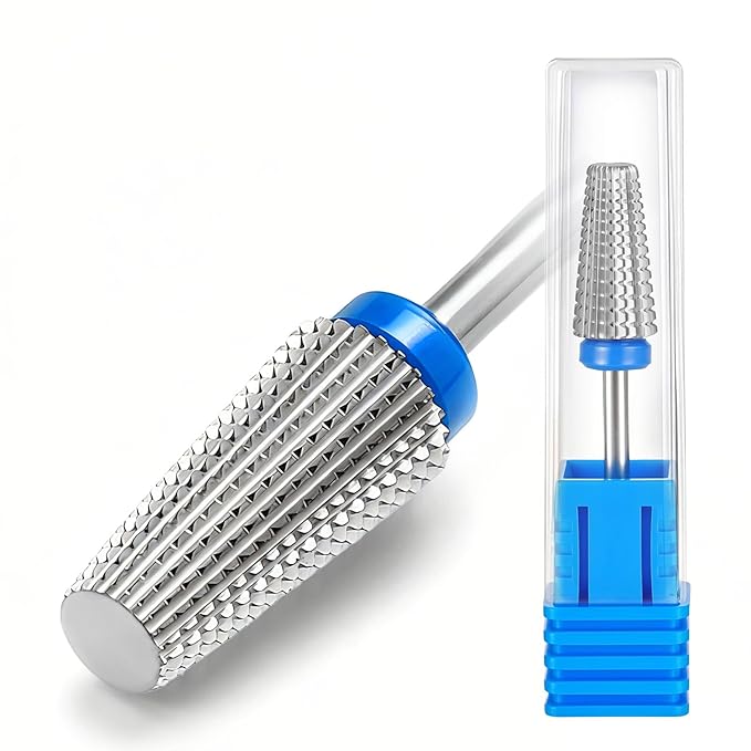 Fantexy 5 in 1 Nail Drill Bits,Professional 3/32" Shank Tungsten Steel Bits for Acrylic Nails,Manicure,Nail Art,Drill Machine,Both Left and Right Handed - Two Way Rotate Use (Medium - M)