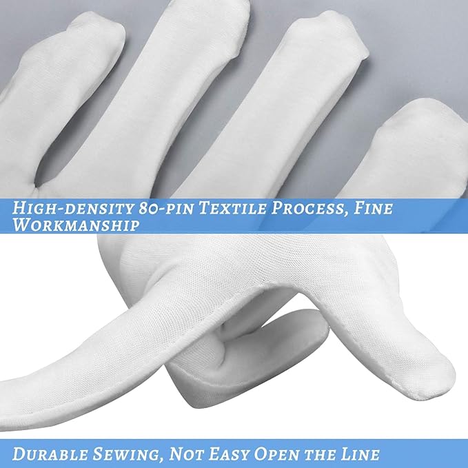 15Pairs (30Pcs) White Gloves for Men and Women, Washable SPA Moisturizing Cotton Gloves for Dry Hands Eczema Work Inspection Service Performance