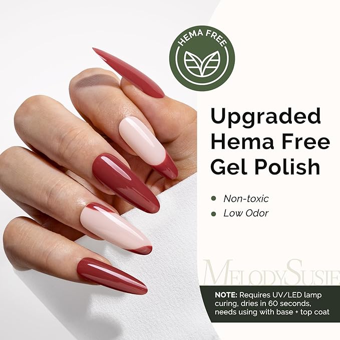 MelodySusie Hema Free Gel Nail Polish, 0.5 Fl Oz Thick Rosy Brown Gel Polish, Non-Toxic, Long Lasting, Soak Off UV Nail Polish, Manicure Nail Design Salon DIY Nail Art at Home K1464