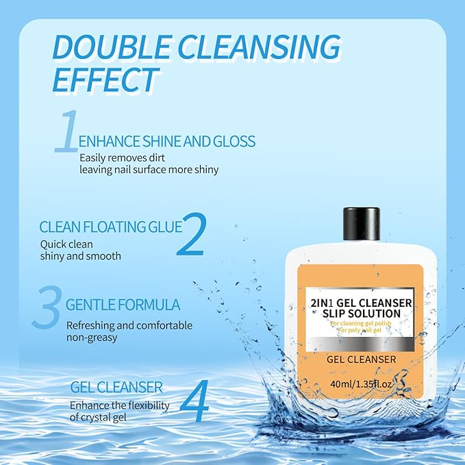 Professional 40ml Nail Slip Solution Quick Cleaning Poly Gel Slip Solution For Nail Art And Extensions, Suitable for Beginners DIY Home Nails Salon