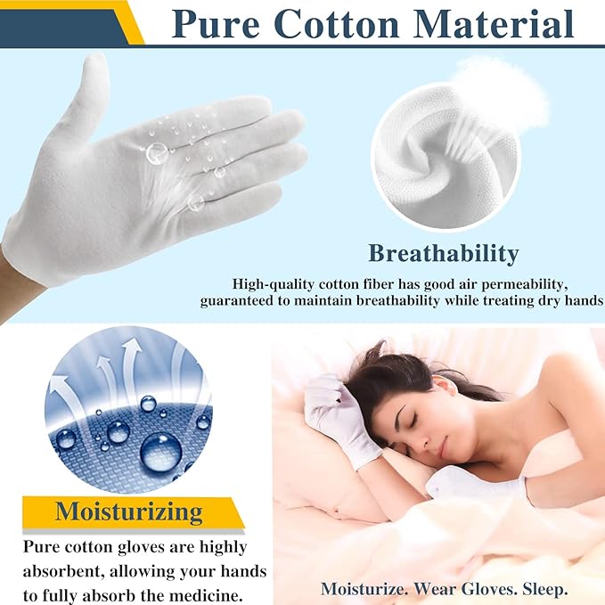 24Pcs White Cotton Gloves for Dry Hands Kids Eczema Gloves Overnight Moisturizing Gloves for Women Cosmetic