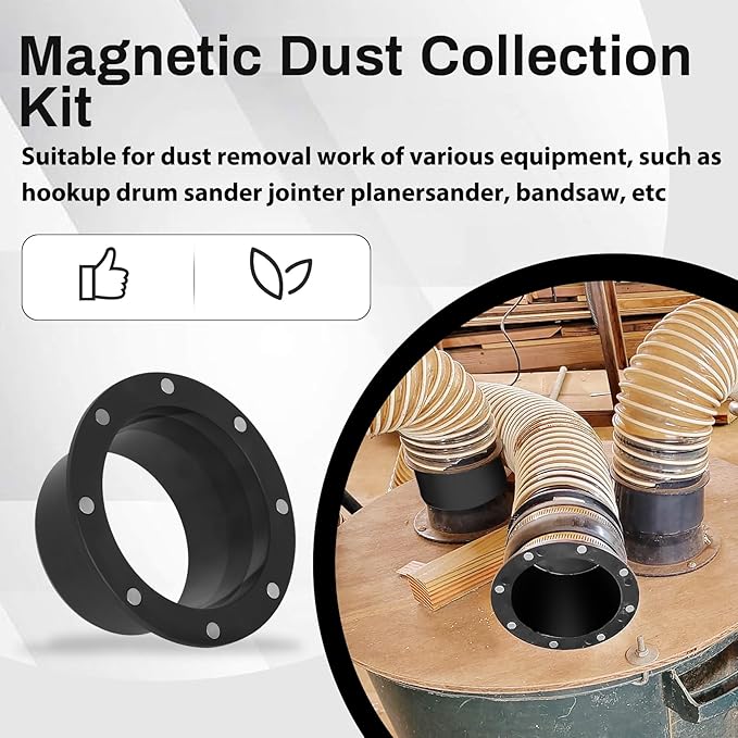 Magnetic Dust Collection Fittings, Quick Connect Magnetic Dust Collection System for 4" Woodwork Shop Vacuums Dust Hose, Efficiently Transfer Hoses Between Machines