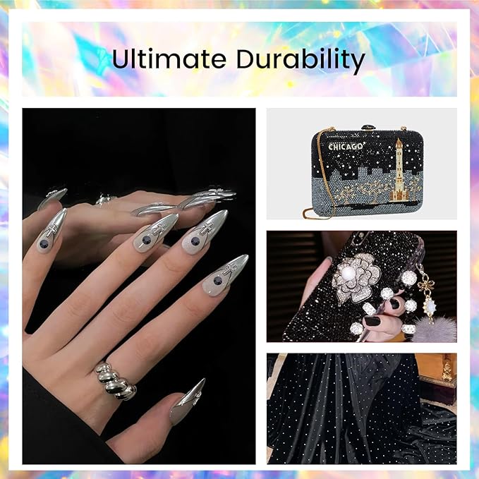 Novani Black Rhinestones 1440pcs SS10 Glass Rhinestones Crystal Flatback Gemstones for Crafts Nails Makeup Bags and Shoes Decoration（SS10, 2.8mm）