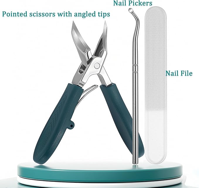 Eagle Beak Beveled Nail Clippers, Wide Jaw Opening Anti-Splash Slanted Nail Clippers Set, Super Sharp Oblique Large for Thick Nails, Seniors & Ingrown Care (Black)