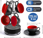 MIAMIO - Set of 6, Ceramic Stackable Cappuccino Cups Set / 6 Ounce Cappuccino - Image 2