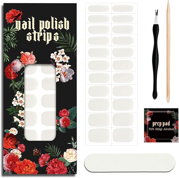 Nail Polish Strips - 22 Pcs Salon Quality Gel Nail Stickers - Long Lasting Wraps (Moonlight White)