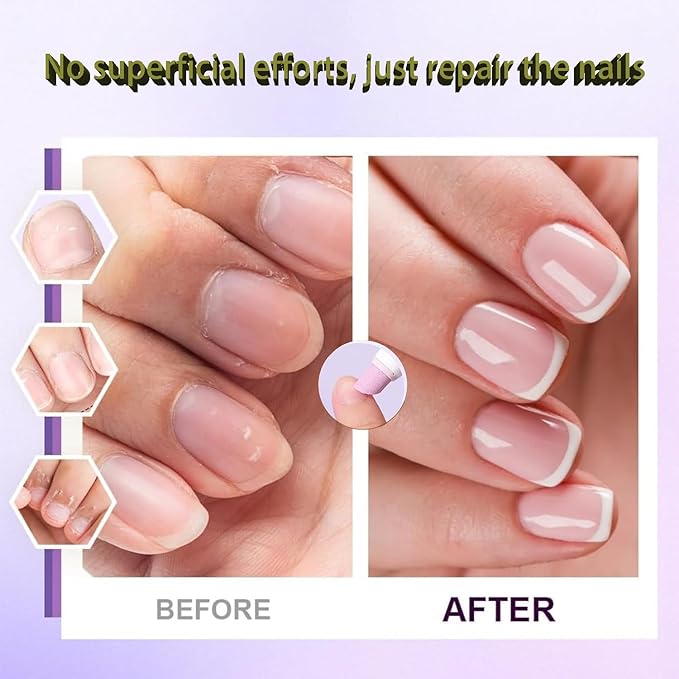 3-in-1 Nail Care Pen, 2025 Upgrade Cuticle Oil Pen for Nails, Ceramic Cuticle Pusher with Oil, Refillable Cuticle Oil Pen, Nail Buffer & Strengthener for Dry, Brittle Nails (Large 2Pcs)