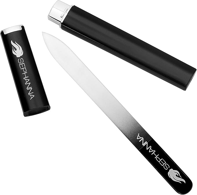 1 Pack Glass Nail File for Unisex Ultra Quality, Portable Crystal Nail File with Case for Mani & Pedicure- Smooth Finish for Natural & Acrylic Nails