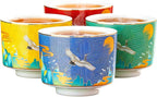 Chinese Tea Cups Set of 4, Crane Pattern Enamel Ceramic Cup, 4.3 oz | Handleless - Image 6