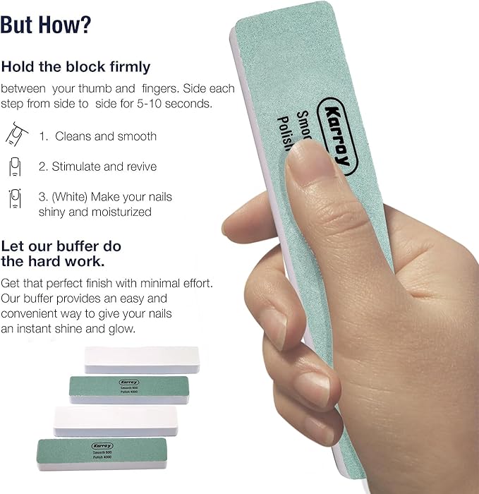 Nail Files and Buffers for Natural Nails Smooth and Polish Gel Surface 400/600/4000 Grit (C-Cuboid)
