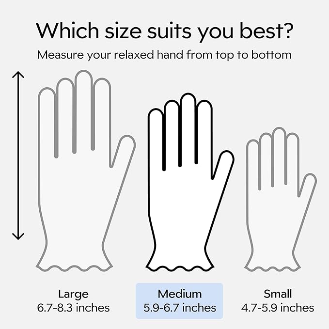 Clearbody Organics 100% Organic Cotton Gloves - 5 Pairs, Medium, White - Overnight Moisturizing White Gloves for Dry Hands