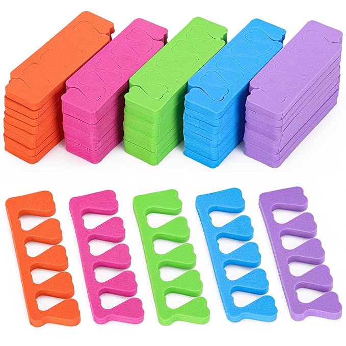 80pcs Sponge Toe Separators Pedicure Set for Nail Polish- Premium Nail Art Painting and Polishing Tool Kit, 5 Funy Color