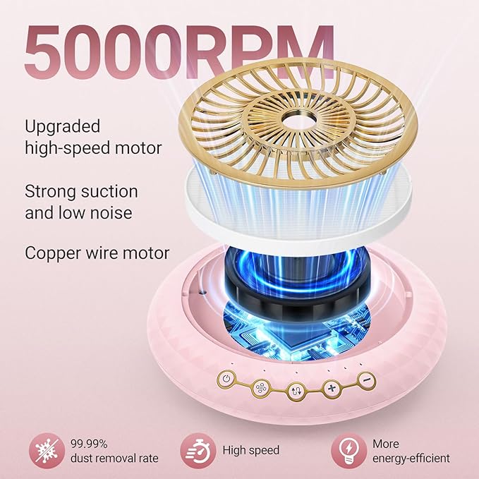 Nail Dust Collector 5000RPM Quiet Vacuum Fan - 30000RPM Nail Drill Electric File with Multiple Professional Grinder Bits(2 in 1 Set),Home & Salon Manicure - Beginners & Pros