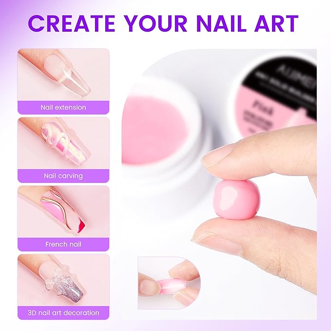 Solid Builder Gel for Nails 8fl.oz 240ml Clear Hard Gel, Non-Sticky, 3D Sculpting, Nail Extension Flase Nail Thickening Solution 4colors Cear White Pink Nude