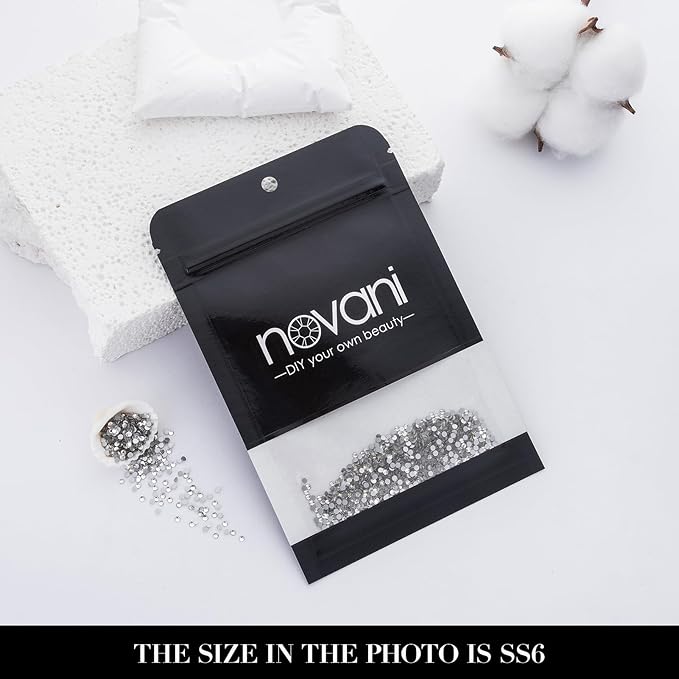 Novani 288pcs Crystal Clear Rhinestones Flat Back Rhinestone Glass Diamonds Round Gems for Nail Art and Crafting Decorations,SS34,7.1-7.3mm