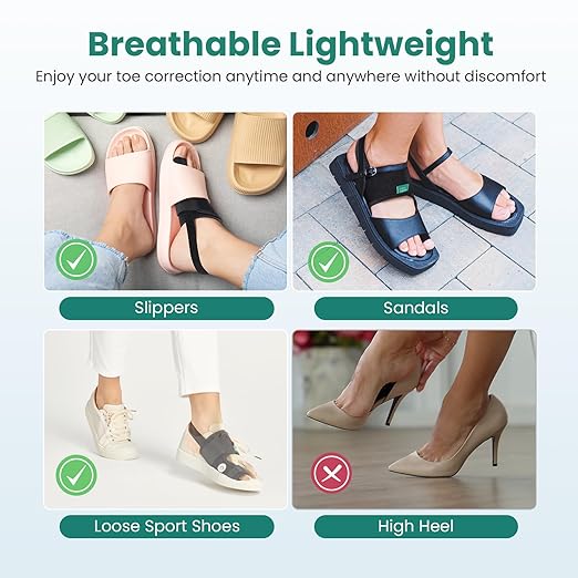 Welnove Bunion Corrector - Orthopedic Bunion Splint - Big Toe Separator Pain Relief for Women & Men - Bunion Correction Toe Straightener with Non-slip Strap, Day Night Support (Black, 2 Count)