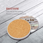 Coasters for Drinks, Ceramic Stone Wood Farmhouse | Absorbent Round Table Mat - Image 5
