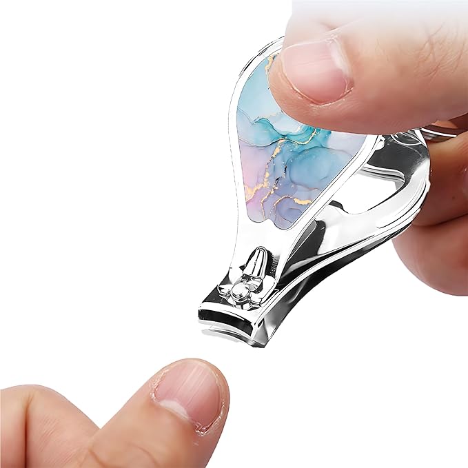 Nail Clipper Set with Keychain 2 Pack Toenail Clippers with Jar Opener Multifunction Nail Cutter for Men-Dorm Room Essentials,Gift for Thanksgiving,Halloween,Travel Essentials(Marble)