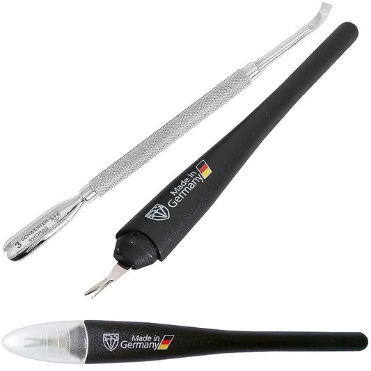 3 Swords Germany - Brand Quality Cuticle Knife Trimmer Remover Cutter (1pc.) and Cuticle Pusher Scratcher (1 pc.) Made in Germany