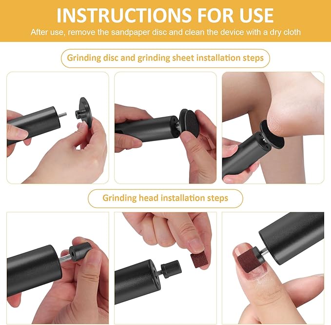 Electric Callus Remover for Feet, 6-Speed Pedicure Tool with 2-in-1 Rechargeable Foot File Callus Remover with USB Charging & 3 Types of Sandpaper, Dead Skin Remover for Dry Cracked Heels (Black)
