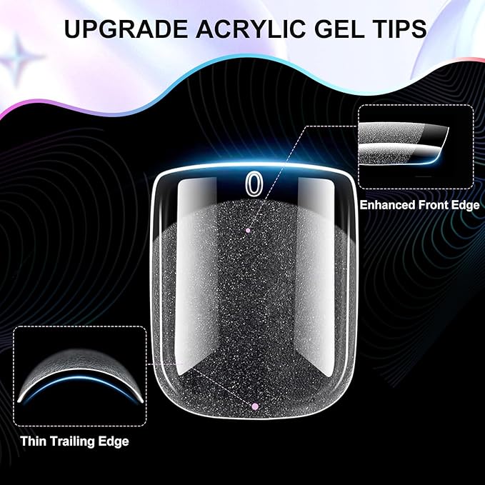 Extra Short Square Nail Tips Short Soft Gel Nail Tips 240Pcs Fake Nails Pre-Shaped Half Matte Acrylic Full Cover Clear Pre Etched Nails for Nail Extension Manicure Home DIY Salon 12 Sizes