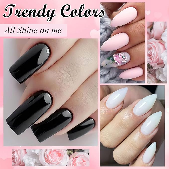 MEET ACROSS One Step Gel Nail Polish 12 Colors All-in-One Step Gel Polish Milky White Peach Soak Off LED/UV Lamp DIY Salon Manicure at Home Gift for Women & Girls