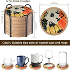 Fall Coaster Set of 6 Cewiru Halloween Coasters - Image 6