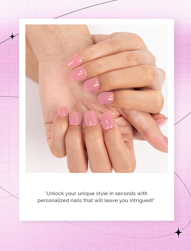 MelodySusie 30PCS Semi Cured Gel Nail Strips, Rose Pink, Salon Quality, Long Lasting, Easy to Apply, Includes 2 Prep Pads, Nail File and Wooden Stick