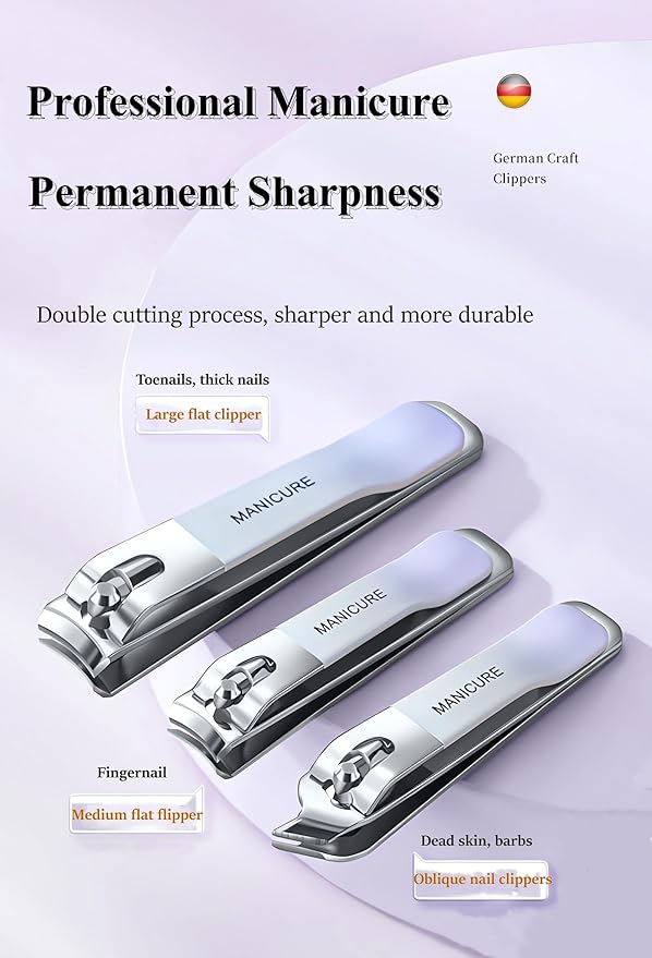 4 Pcs Manicure Set Stainless Steel Nail Clippers, Beauty Tool Portable Set Professional Grooming Kits, Travel Nail Kit for Men and Women (Color G)