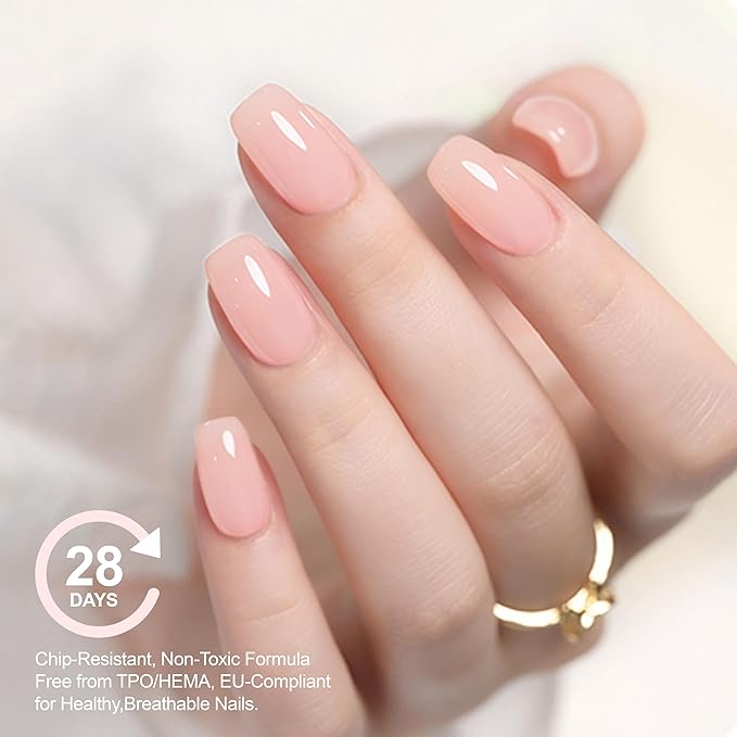 Hema Free Builder Base Gel Nail Polish, Clear Pink, for Nail Repair Gel Last Long Builder Nail Strengthener, Home Manicure