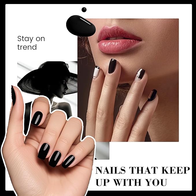 HEMA-Free Black Gel Nail Polish, 18 ML Deep Dark Black Gel Polish, Same Color Same Bottle Soak Off U V Gel Polish Art Design for Women Girl Nail Lovers Gift Salon DIY All Season Gel Manicure
