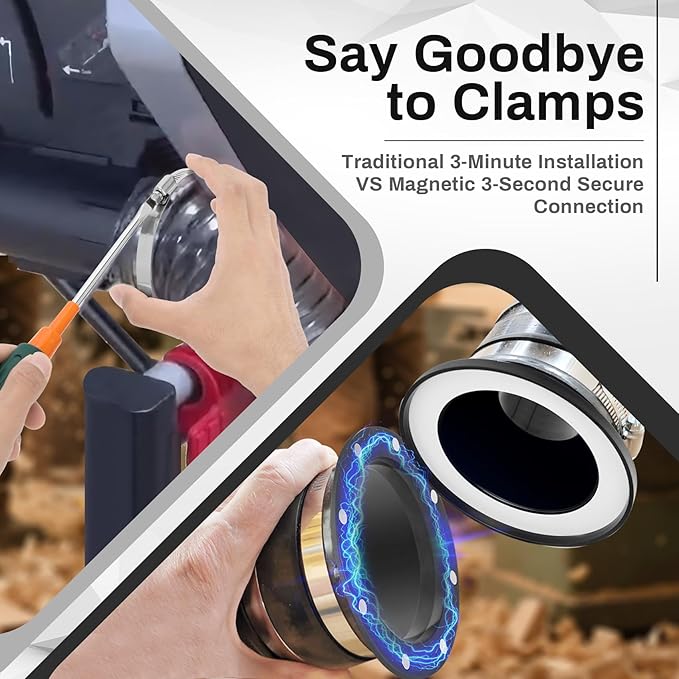 4" Magnetic Dust Collection Fittings 7-pack with Quick Connect Magnetic Fittings for Dust Collectors, Efficiently Transfer Hoses Between Machines