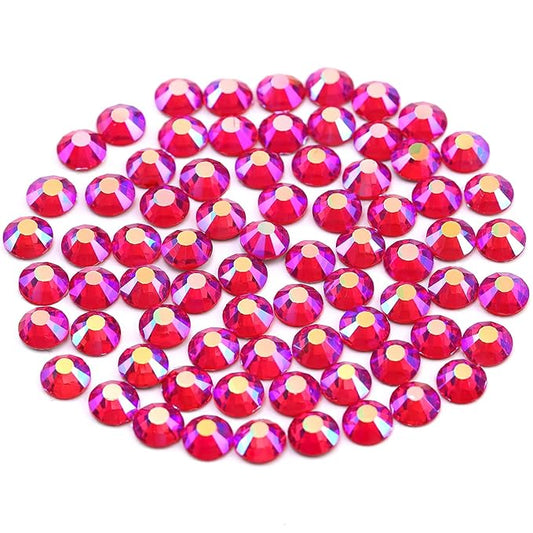 Novani Rhinestones 3000Pcs Flatback Crystal Round Loose Gemstones Glass Rhinestones for Crafts Makeup Nail Art Clothes Shoes DIY Decorations(SS6, 1.9-2.0mm,Light Siam AB)