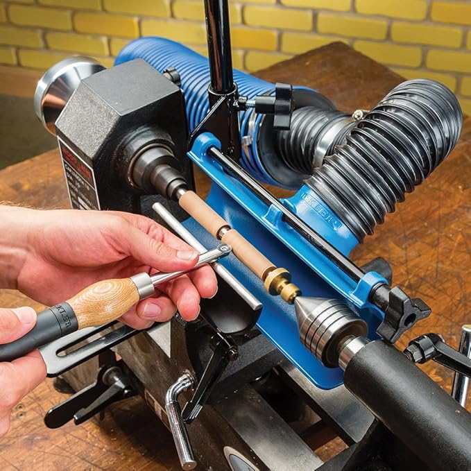 Dust Right Lathe Dust Collection System – Shop Dust Collection System Reduce the Amount of Dust in Air, Floor - Lathe Dust Collection Includes 9” Dust Scoop, Port Boom Arm, Hose Clamp, & More