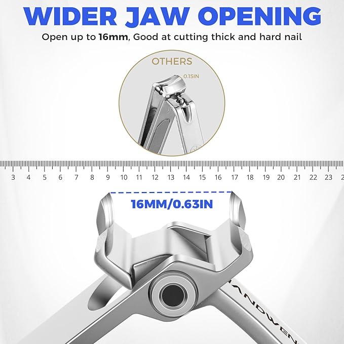 Nail Clippers for Men Thick Nails, Heavy Duty Large Toe Nail Clippers for Thick Nails for Seniors, Ultra Sharp Wide Jaw Opening Toenail Clippers Fingernail Clippers Cutter for Tough Nails
