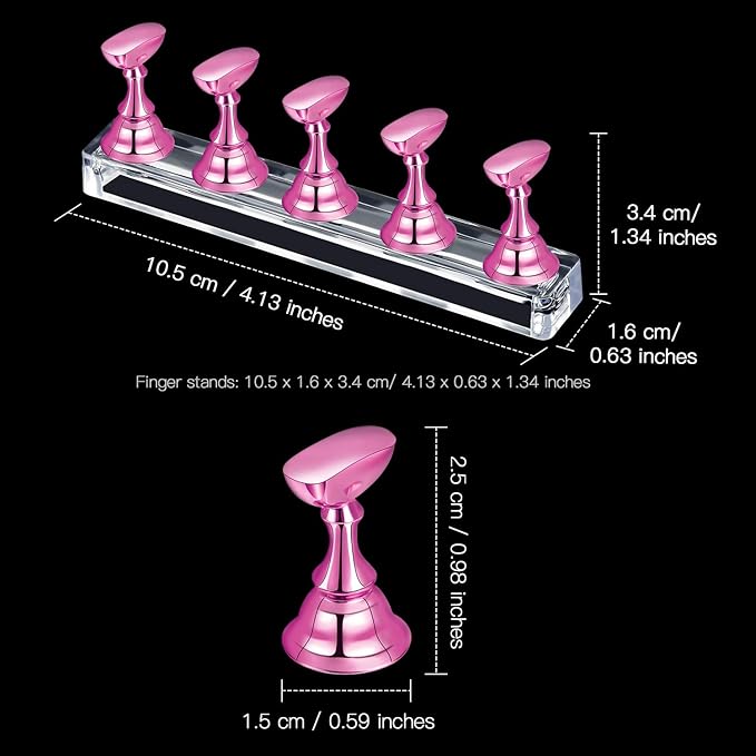 6 Sets Magnetic Nail Tip Display Holder Acrylic Display Stand Nail Tip Practice Art Training Stand for DIY Manicure Fingernail Salon(Light Pink)