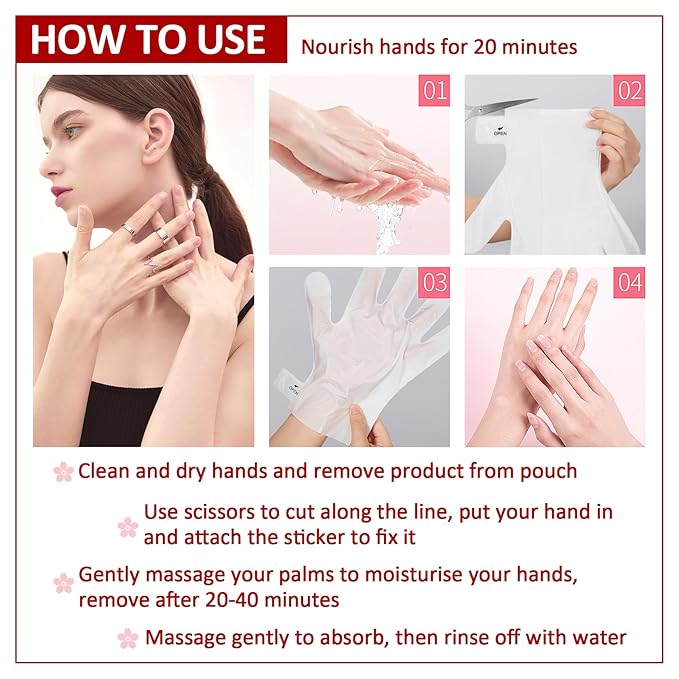 Hand Masks Moisturizing Gloves,6 Pairs Hydrating Hand Peel Masks Gift Set for Dry Cracked Hands Care,Long-lasting and Non-greasy Hand Moisturizer Gloves for Women L