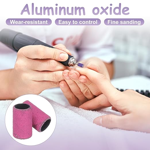 HARFINGTON 100pcs Small Sanding Bands 180 Grit for Nail Drill Bits Mini Sanding Band for Nails Gel Manicures Pink