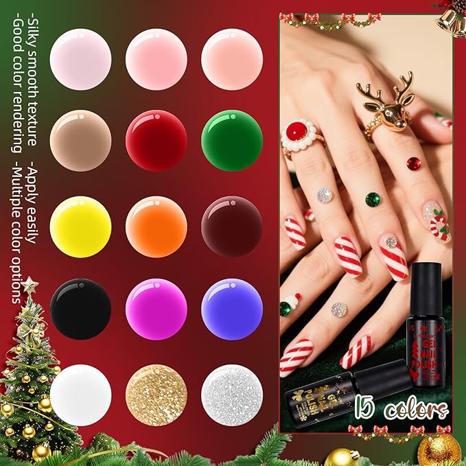 Nail Polish Advent Calendar 2025，24-Piece Nail Varnish Advent Calendar Christmas Calendar for Women and Girls, Nail Polish Colours Kit, Nail Art Tool Glitter Decorations Care and Accessories