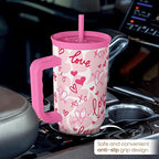 SANDJEST Heart Tumbler with Handle 40oz, Valentines Stainless Steel Insulated - Image 6