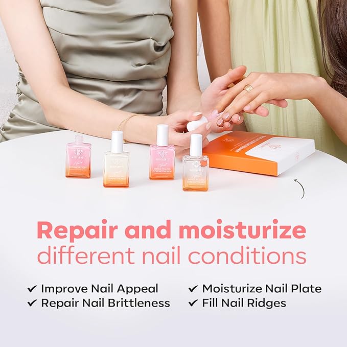 modelones Nail Strengthener Glitter Pink Nail Polish Nail Repair for Damaged Nails Hardener and Growth Polish Nail Care15ml