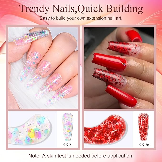 MEET ACROSS Poly Nail Gel 10Pcs Nail Extension Gel Set and Nail Extension Starter Kit for Beginners Nail Art DIY Home Gifts for Women (SET-8, 10pcs)