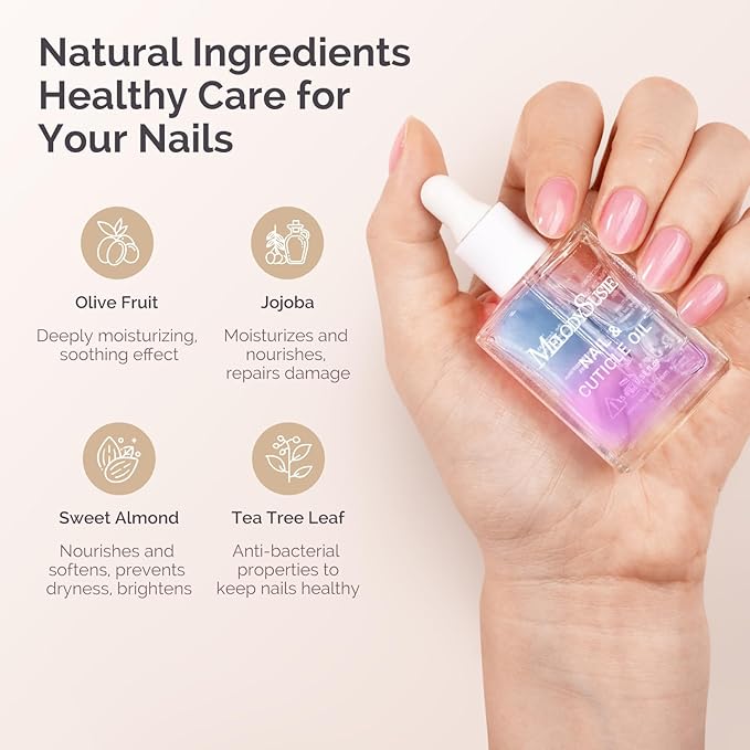 MelodySusie 2Pcs Cuticle Oil,Nail Strengthener with Jojoba & Vitamin E, Nail Growth that Repairs Cuticles & Promotes, Moisturizes & Conditions Dry Skin,15ml Rose and Lavender