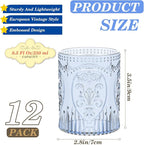 Qinyoung 12 Plastic Vintage Drinking Glasses 8.5oz Stemless Retro Embossed Wine - Image 3