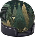Vintage Green Gold Christmas Tree Coasters - Image 2