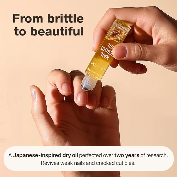 Onsen Secret Nail & Cuticle Repair Oil (2x10ml) - Dry Oil Formula - Japanese Tsubaki, Tea Tree & Jojoba - Strengthens Nails, Repairs Cuticles, Hydrates Skin & Hair - Natural & Vegan
